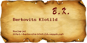 Berkovits Klotild névjegykártya